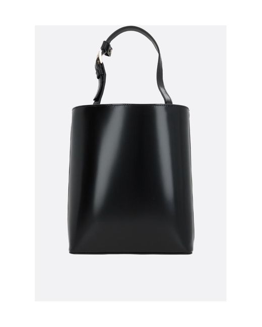 Prada Black Enamel Logo-Plaque Tote Bag