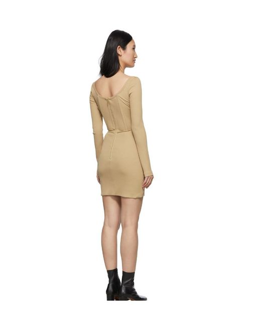 Dion Lee Natural Corset Long-Sleeve Mini Dress