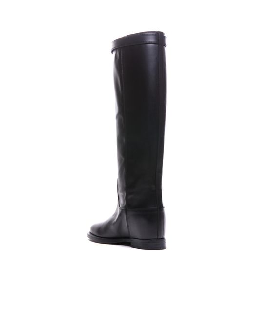 Via Roma 15 Black Padlock Knee-High Boots