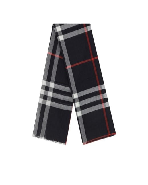 Burberry Black Checked Frayed-Edge Scarf for men