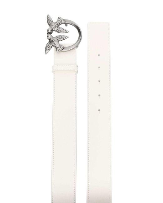 Pinko White Logo Plaque Buckle Belt