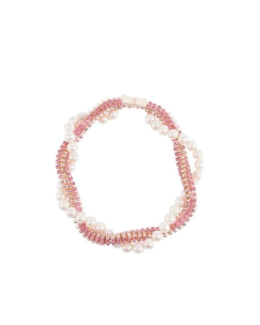 Magda Butrym Pink Crystal And Pearl-Embellished Necklace