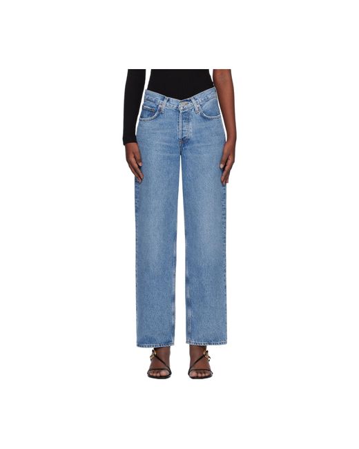Agolde Blue Mid Rise Straight-Leg Jeans