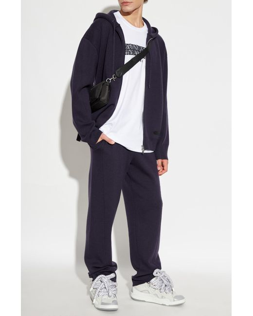 Lanvin Blue Logo Patch Track Pants for men