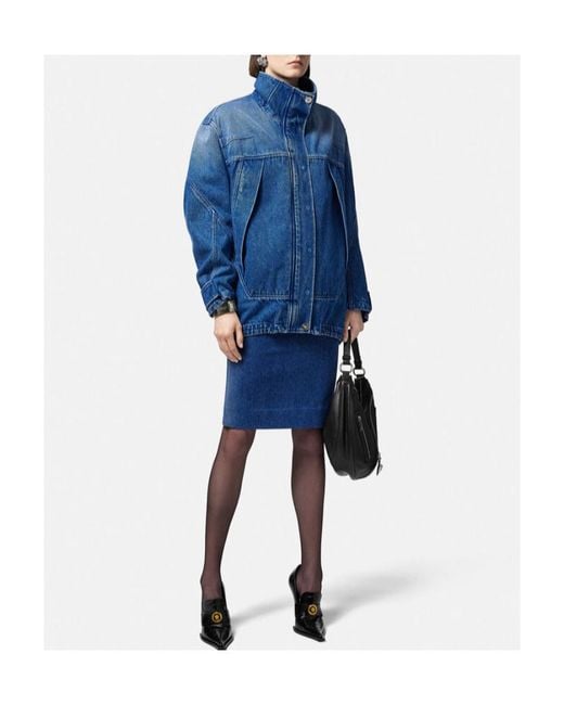 Versace Blue High-Waist Pencil Skirt