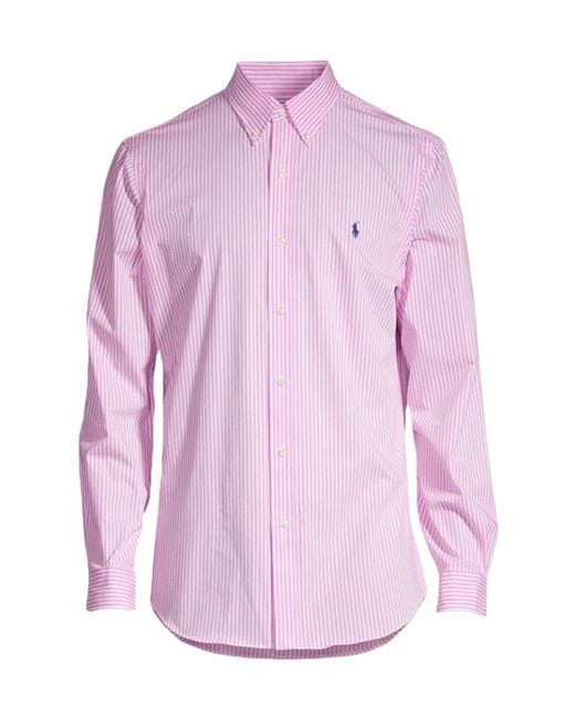 Polo Ralph Lauren Pink Striped Long-Sleeved Shirt for men