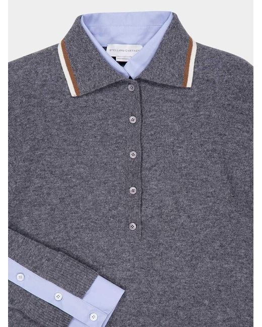 Stella McCartney Gray Logo Patch Polo Jumper