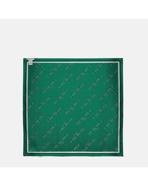 Givenchy Green Shadow Logo Square Scarf