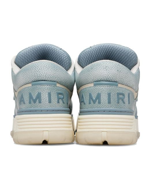 Amiri Blue Pebbled Ma-1 Lace-Up Casual Sneakers for men