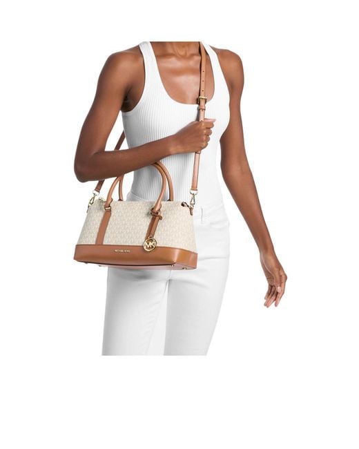 MICHAEL Michael Kors Metallic Andie Medium Signature Logo Satchel Bag