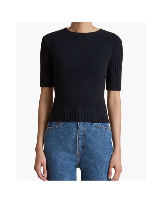 Khaite Blue Mia Short-Sleeved Jumper