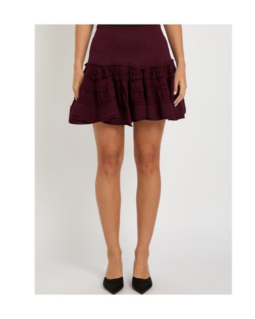 Alaïa Red Ruffled Wool-Blend Mini Skirt