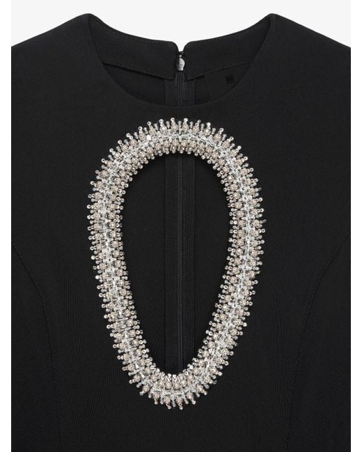 Givenchy Black Pear-Embroidered Midi Dress