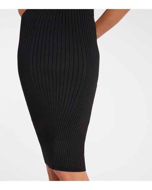 Mugler Black Ribbed Knit Dress