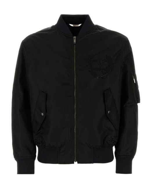 Valentino Black Zip-Up Long-Sleeved Bomber Jacket for men