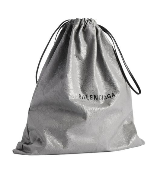 Balenciaga Gray Shopper Drawstring Dust Bag Pouch Logo for men