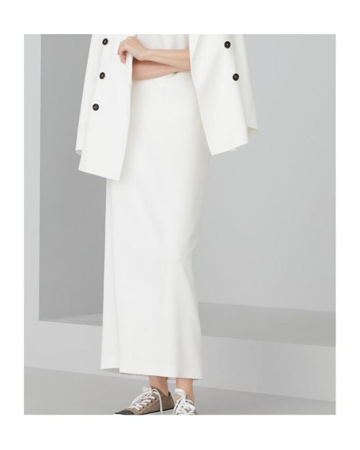 Brunello Cucinelli White Cotton-crepe Maxi Skirt