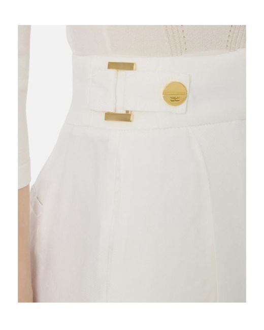 Elisabetta Franchi White Pleated Shorts
