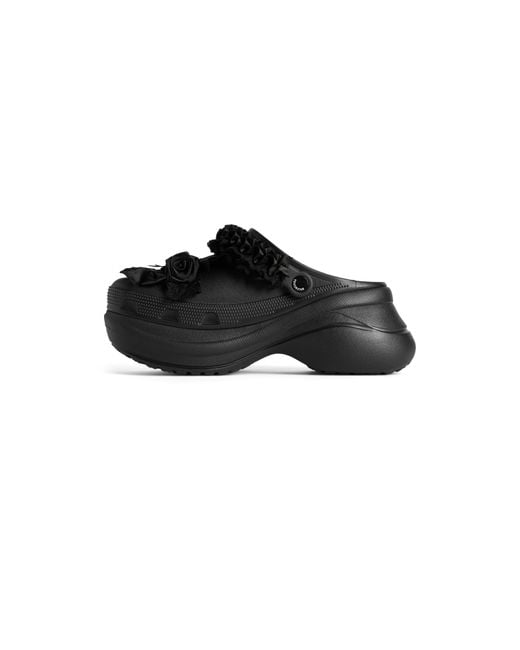 Balenciaga Black Crocs Embellished Platform Clogs