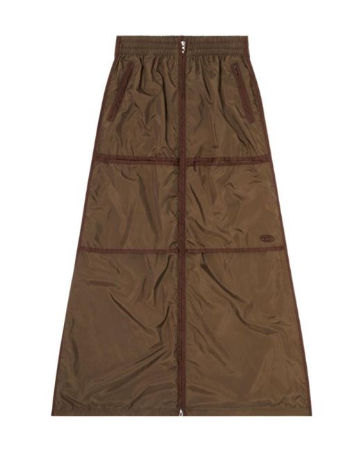 DIESEL Brown Oval D Zip-Front Skirt