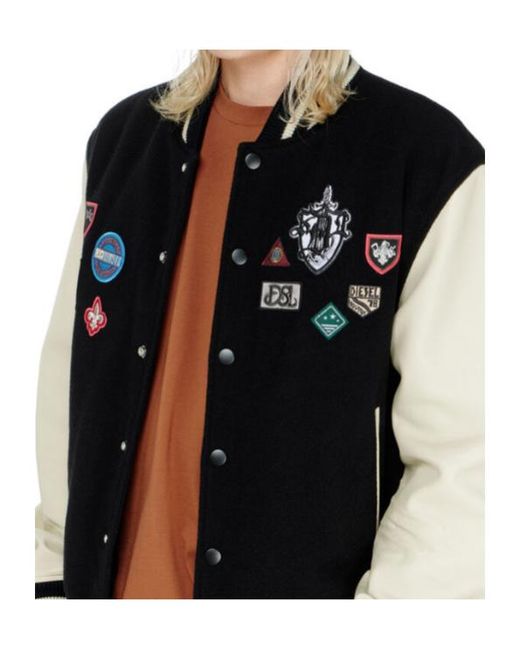 DIESEL Black L-Arry-Patch Leather Jacket for men
