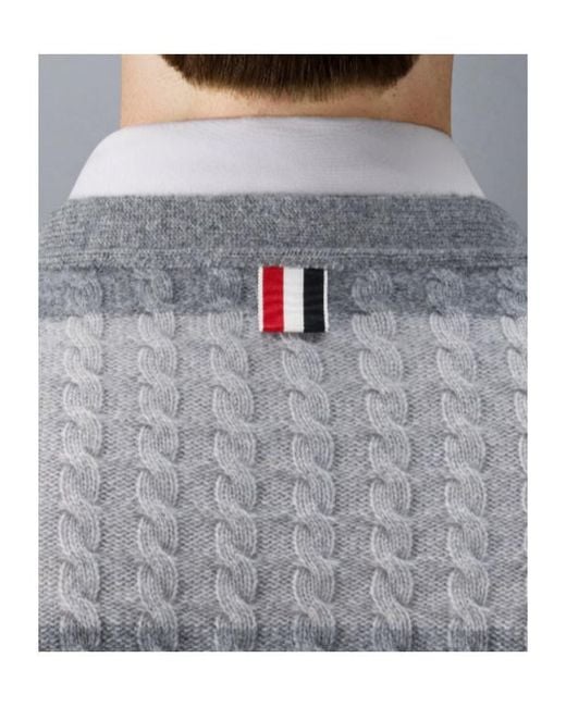 Thom Browne Gray 4R-Bar Striped Cardigan for men