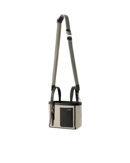 Valextra Black Soft Canvas Bucket Micro Bag
