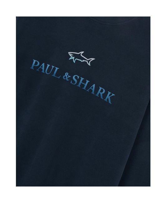 Paul & Shark Blue Logo Printed Crewneck Sweatshirt for men
