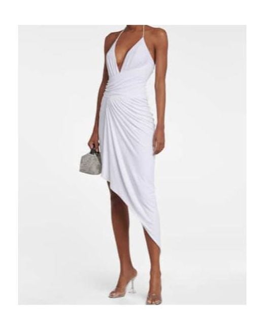 Alexandre Vauthier White Asymmetrical Halterneck Midi Dress