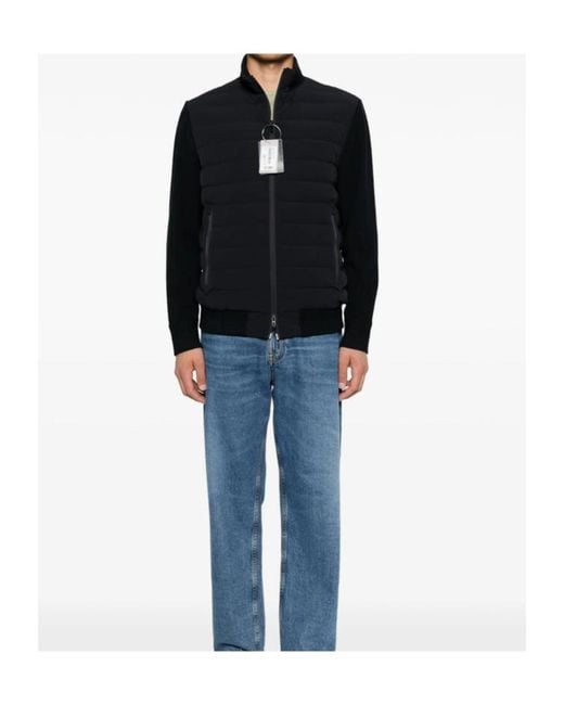 Emporio Armani Black Quilted Panel-Sleeve Jacket for men