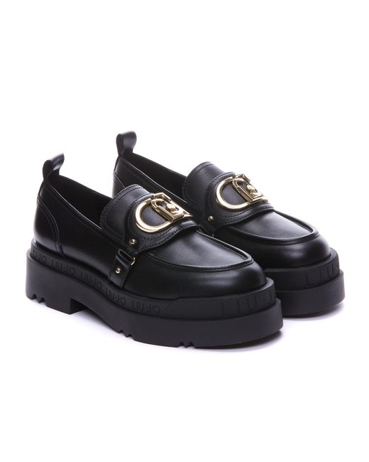 Liu Jo Black Love 50Mm Logo-Plaque Loafers