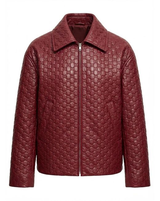Gucci Red Oversize Jkt All Over Gg Embos