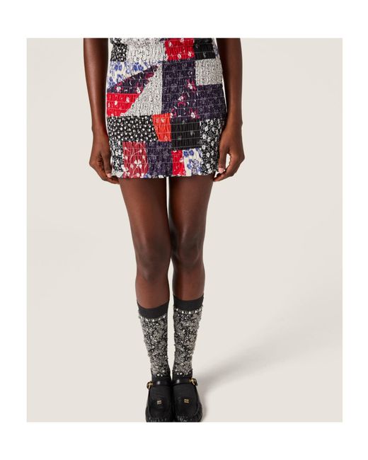 Miu Miu Red Patchwork Print Mini Dress