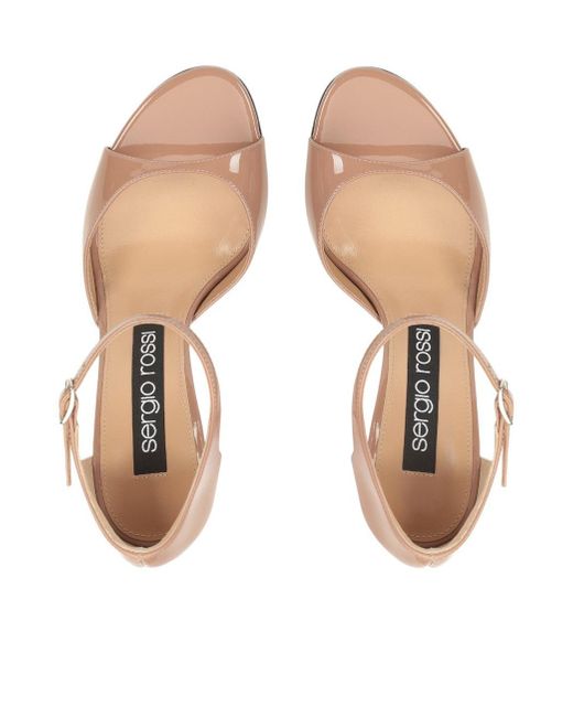 Sergio Rossi Natural Round Toe High Heel Sandals