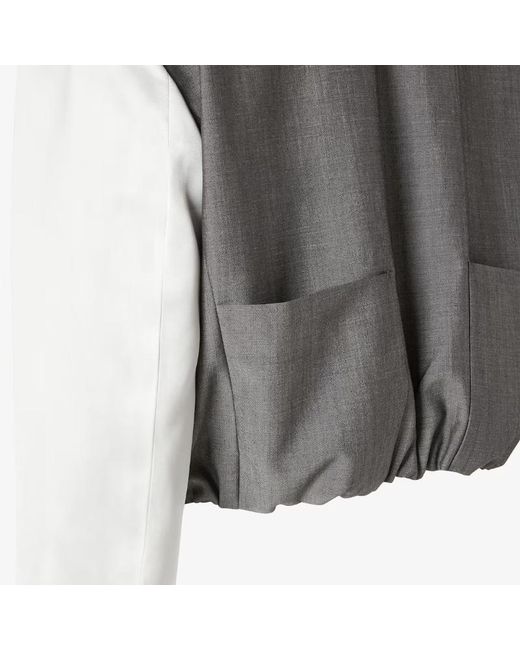 Fendi Gray Cropped Single-Breasted Jacket