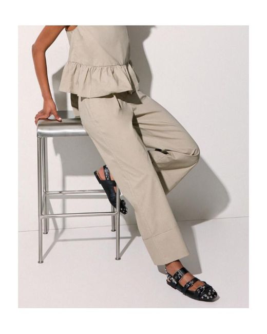 Liu Jo Natural Pleated Wide-Leg Pants