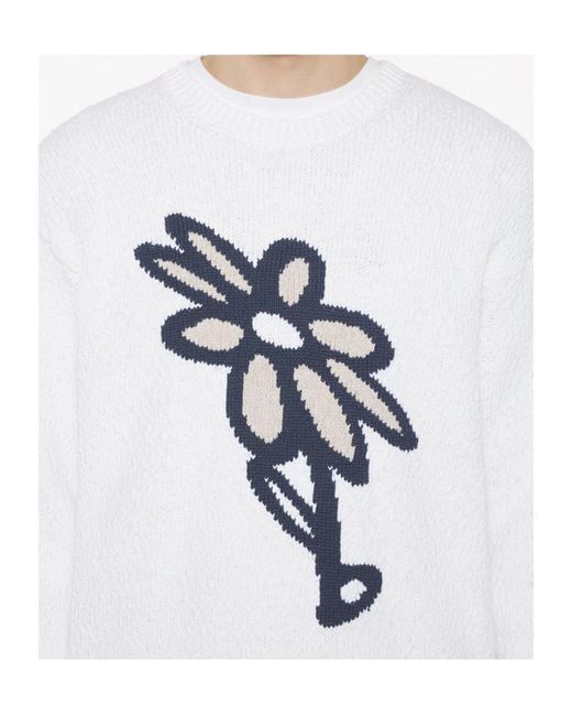 Maison Kitsuné White Maison Kitsuné Abstract Daisy Intarsia Jumper for men