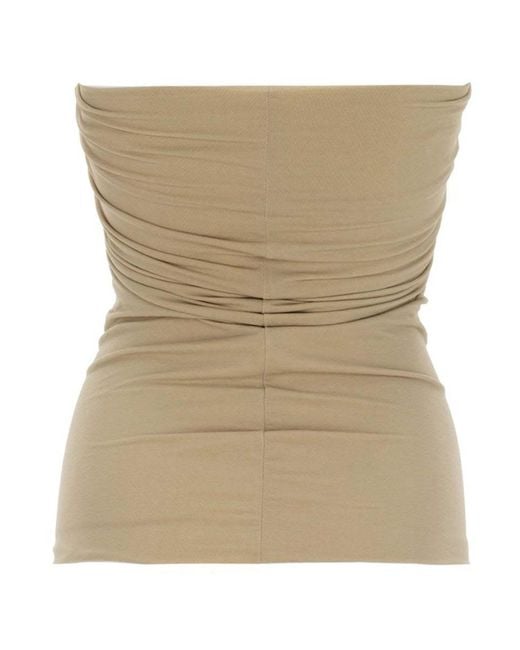 Rick Owens Natural Ruched Strapless Top