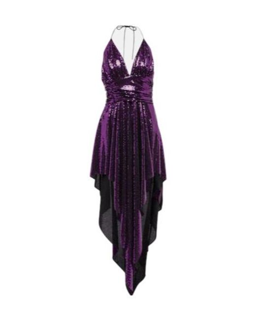 Alexandre Vauthier Purple Embellished Asymmetrical Midi Dress