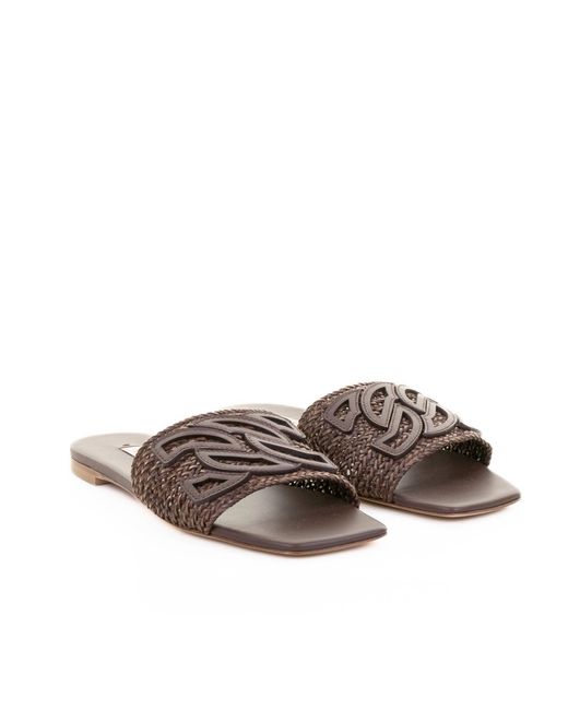 Casadei Brown Square Toe Slippers