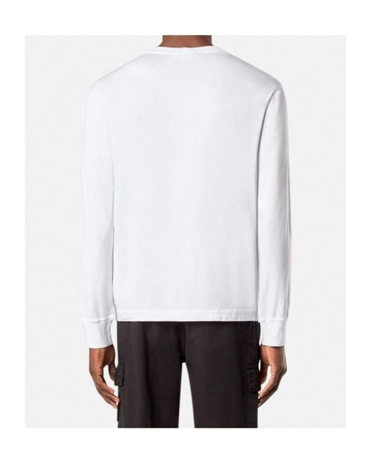 Stone Island White Slim Fit Long Sleeve T-Shirt With Compass Patch for men