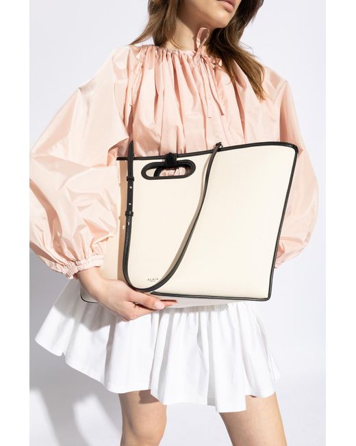 Alaïa White Large Folded Canvas Tote Bag