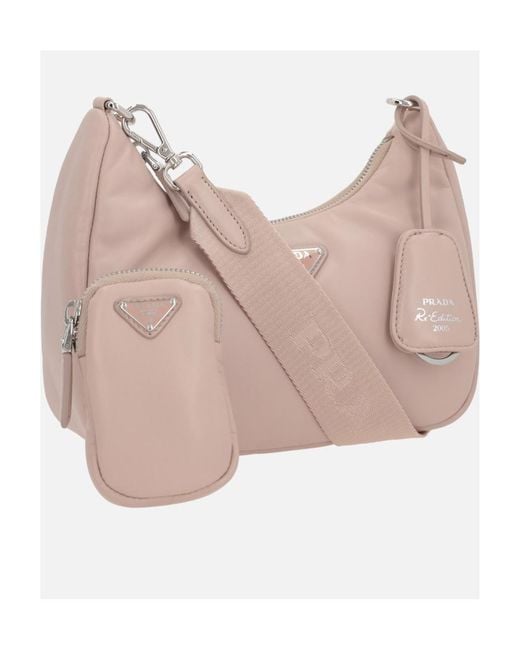 Prada Pink Logo Plaque Chain-Linked Shoulder Bag