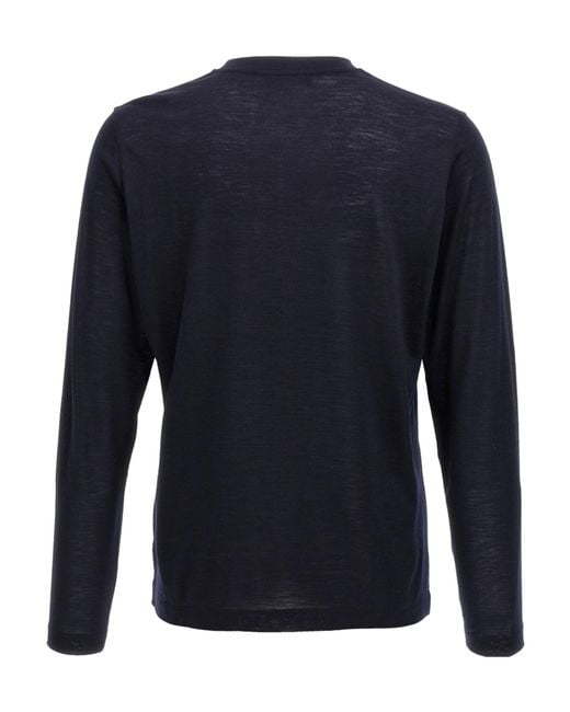 Zanone Blue Slim Fit Wool T-Shirt for men