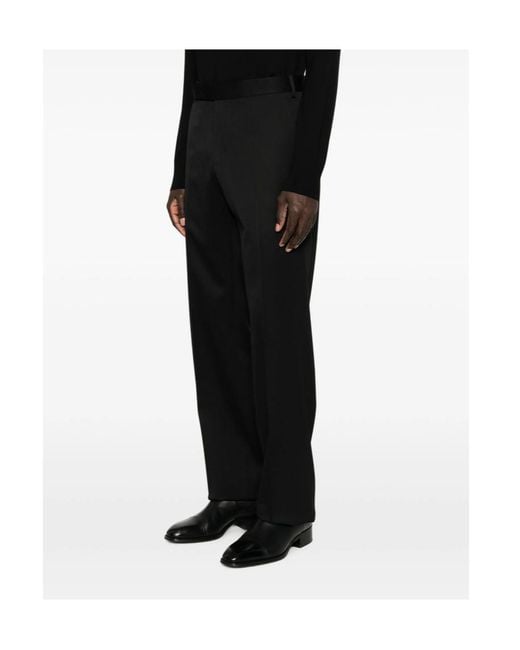 Lardini Black Pressed-Crease Straight-Leg Trousers for men