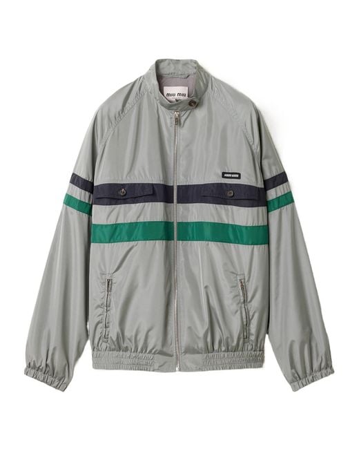 Miu Miu Gray Silk Tech Blouson