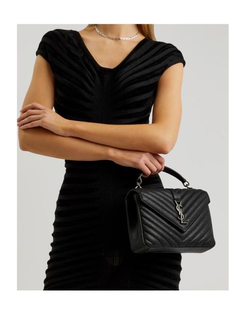 Saint Laurent Black College Medium Leather Shoulder Bag