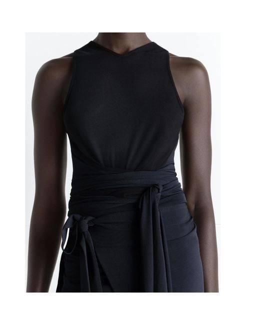 Lemaire Black Draped Wrap Top
