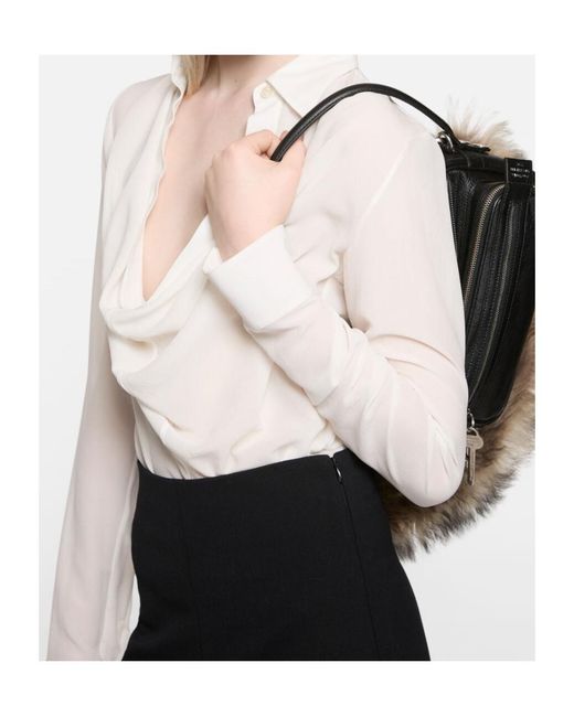 Acne White Drape-Neck Shirt