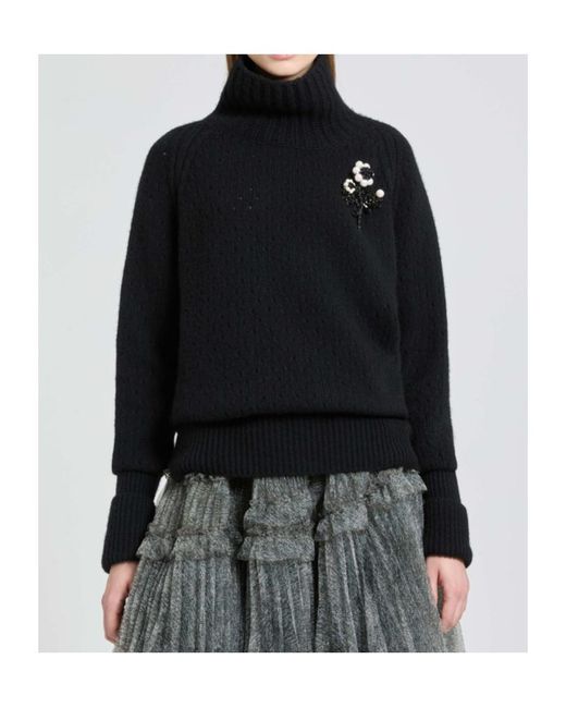 Ermanno Scervino Black Oversized Pure Cashmere Turtleneck Sweater
